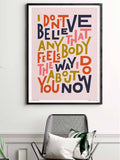 Sketchbook Design Wonderwall framed typography print, British product