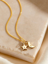 Next Posh Totty Designs Personalised 9ct Gold Moon & Star Necklace- Buy online at McGrocer