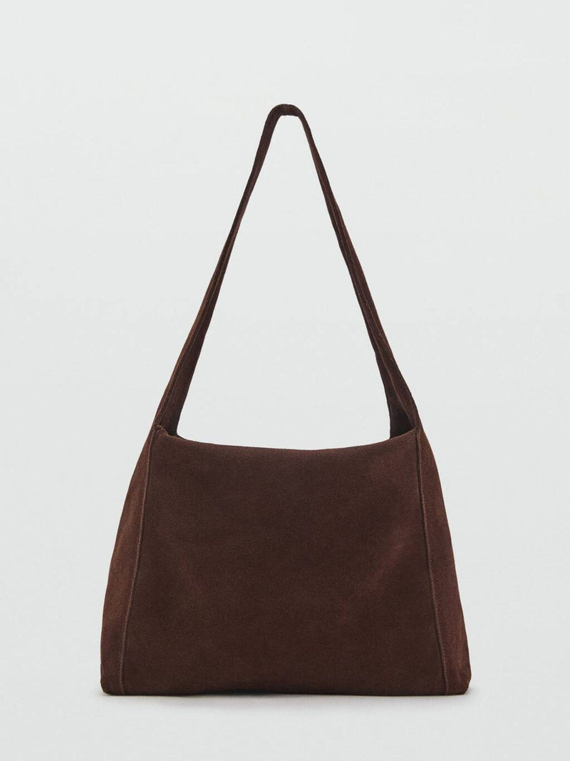 Mango brown suede shopper tote bag large, imported from the UK