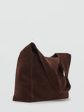 Mango brown suede shopper tote bag large, imported from the UK