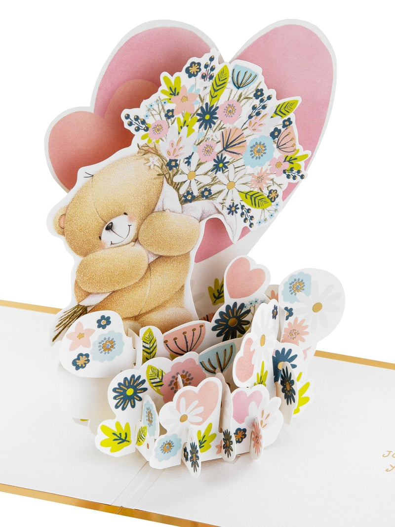 Hallmark 3D pop-up card Forever Friends bear flowers, UK version