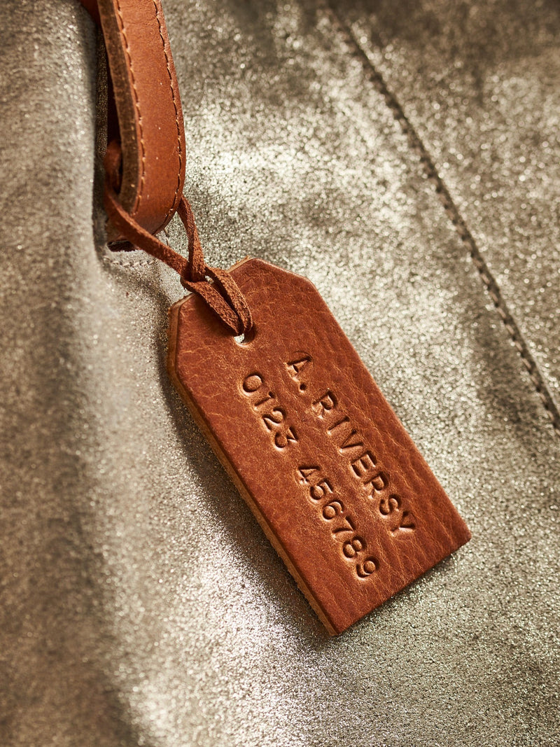 Posh Totty Designs handstamped leather luggage tag, UK version