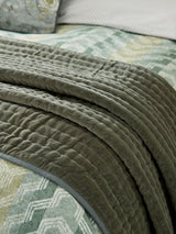 Next Bedeck of Belfast Olive Reya Quilted Velvet Throw 200cm x 220cm- Buy online at McGrocer