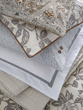 Bedeck of Belfast warm grey geometric cotton pillowcase, imported from the UK