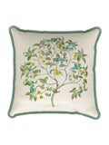 V&A green ornamental tree cushion 45x45cm, imported from the UK