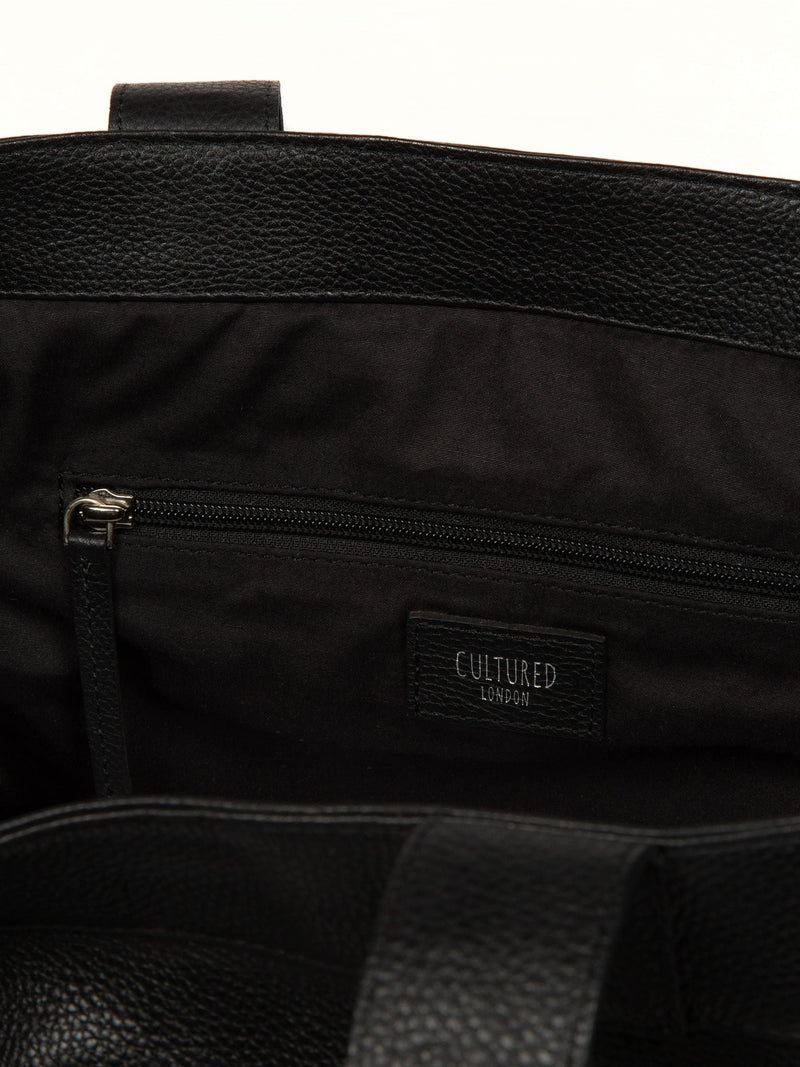 Cultured London black stripe Gisella leather tote bag, UK version