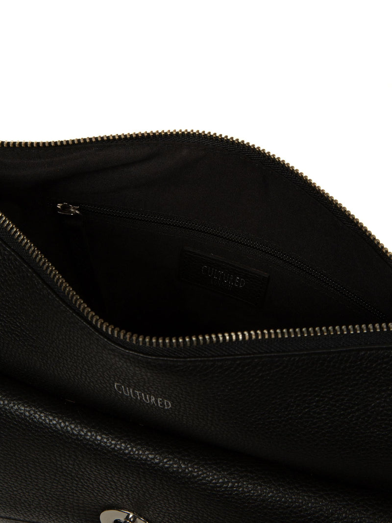 Cultured London black Sylvie leather shoulder bag, UK version