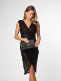 Pure Luxuries London black leather clutch bag, UK version
