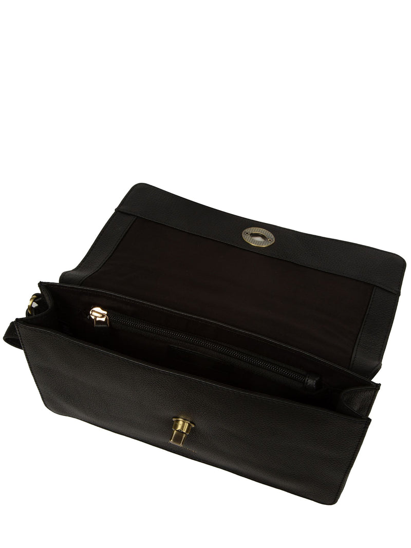 Pure Luxuries London black leather clutch bag, UK version