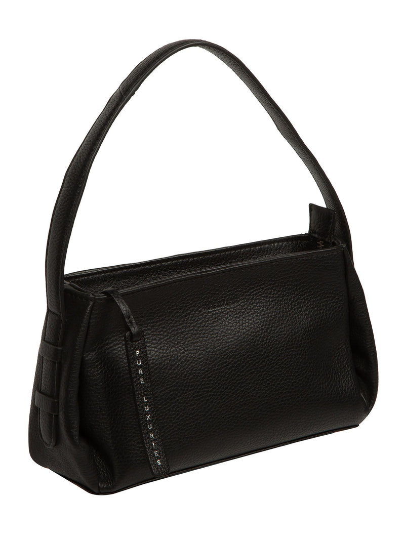 Pure Luxuries London black Rosamund leather grab bag (British brand)