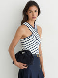 Reiss navy suede clutch bag with cut-out handle (British brand)