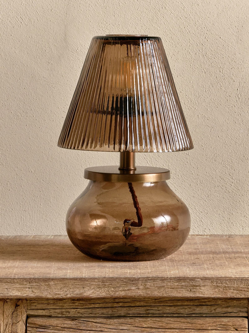 Nkuku Dimalai glass table lamp brown smoke - British product