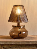 Nkuku Dimalai glass table lamp brown smoke - British product