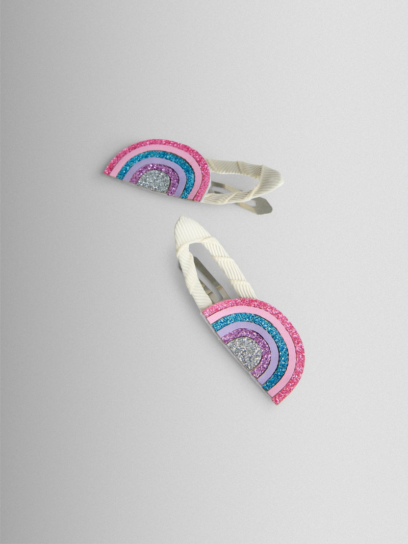 JoJo Maman Bébé Multi Colour 2-Pack rainbow hair clips (British brand)