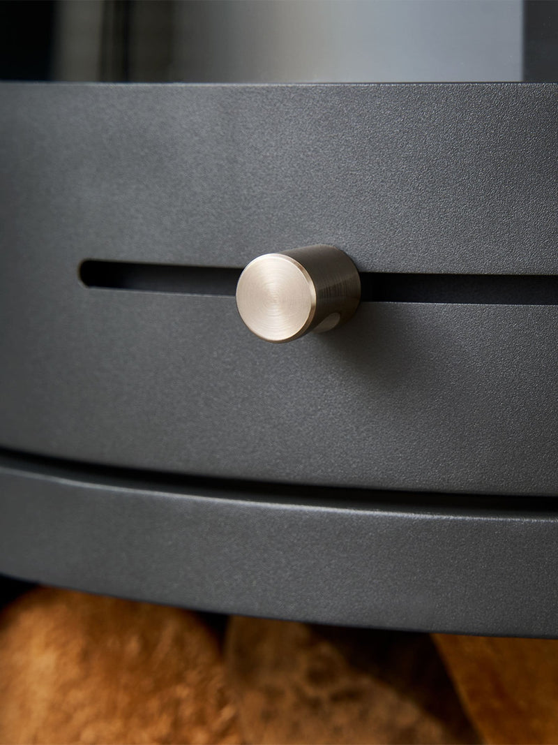 Adam S5 bio ethanol cylinder stove charcoal grey with log storage (British brand)