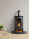 Adam S5 bio ethanol cylinder stove charcoal grey with log storage (British brand)