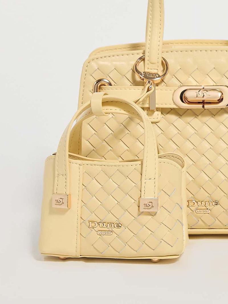 Dune London micro bag charm yellow (British brand)