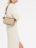 Radley Camden raffia small shoulder bag with leather trims, UK version