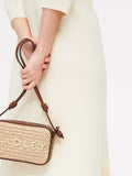 Radley Camden raffia small shoulder bag with leather trims, UK version