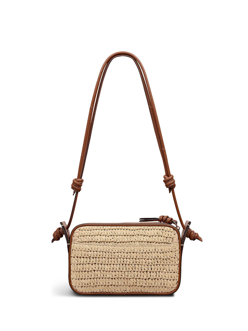 Radley Camden raffia small shoulder bag with leather trims, UK version