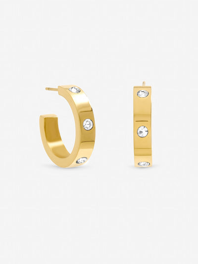 Next Jon Richard Gold Tone Waterproof Crystal Hoop Earrings- Buy online at McGrocer
