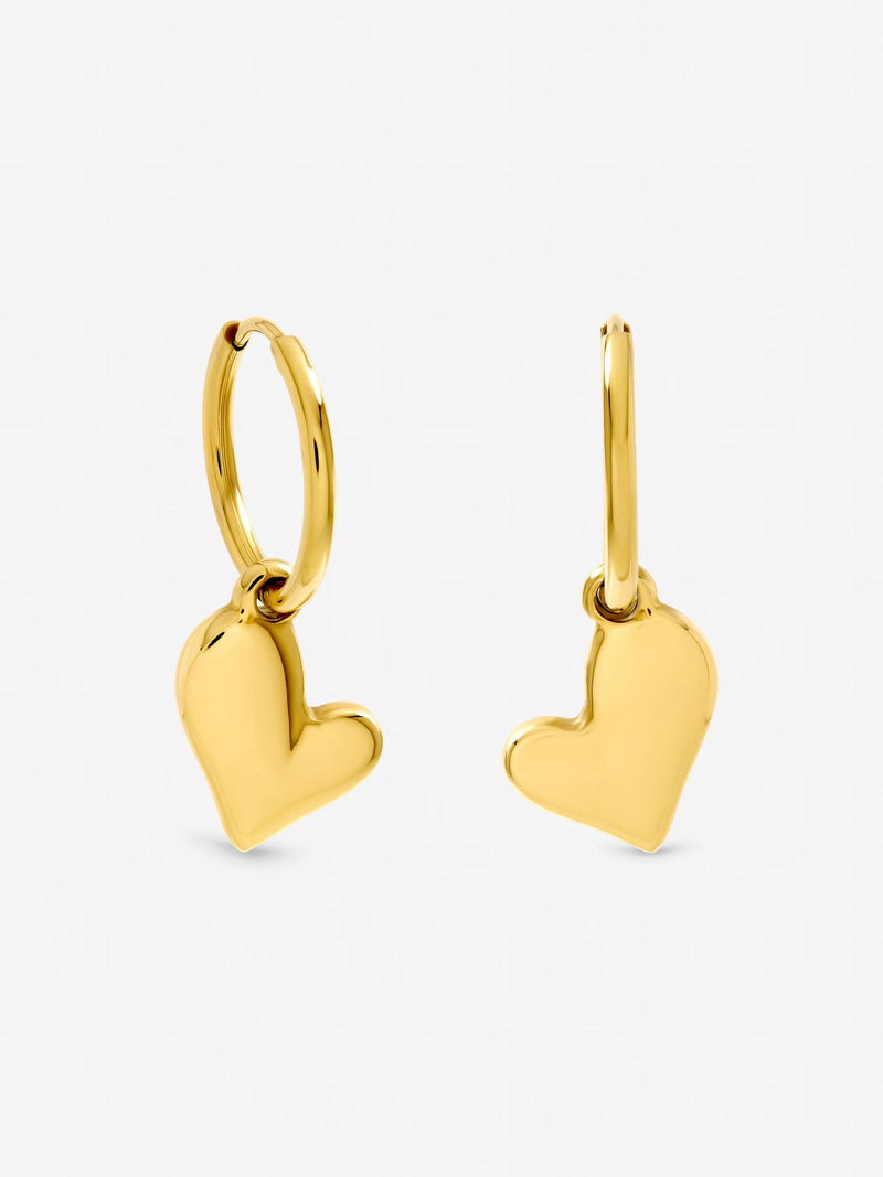 Jon Richard gold tone heart charm hoop earrings (British brand)