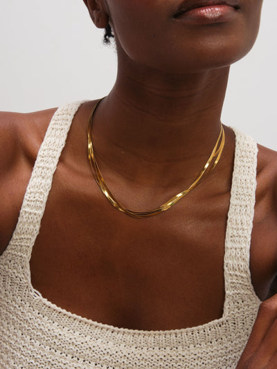 Next Jon Richard Gold Tone Waterproof Multirow Snake Chain Necklace- Buy online at McGrocer