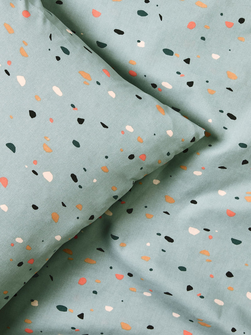 Teal Blue Terrazzo duvet cover and pillowcases set (British brand)