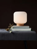 Nordlux Milford table lamp wood base opal glass, imported from the UK