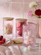 Next Set of 3 Pink Pressed Glass Heart Storage Jars- Buy online at McGrocer