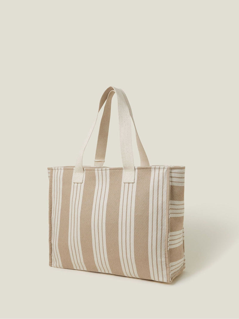 Accessorize natural large stripe beach bag, UK version