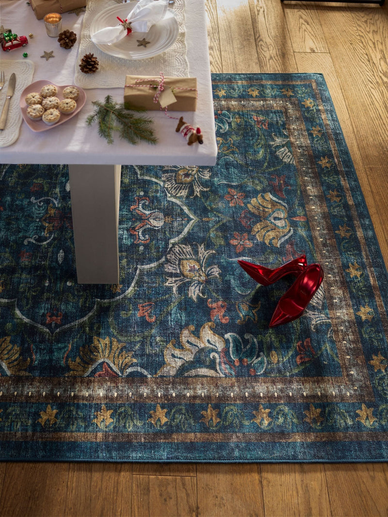 Hug Rug Navy Blue Midnight Paisley rug - British product