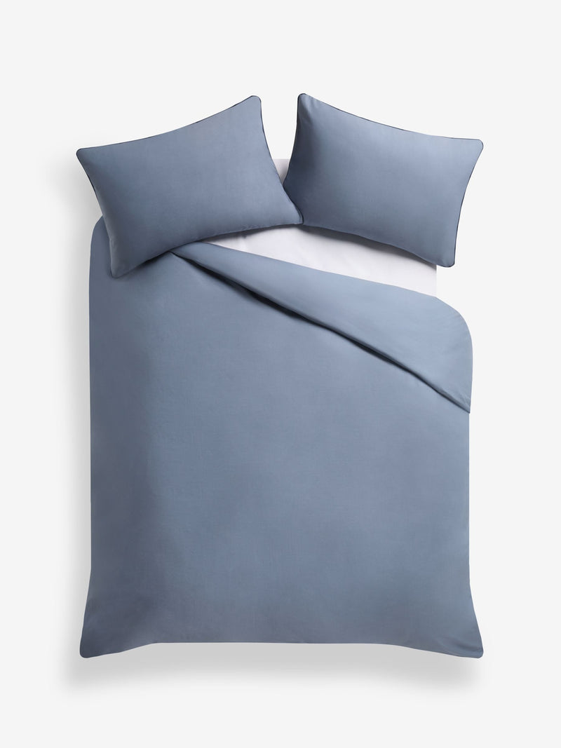 Blue Mid Cotton Rich duvet cover and pillowcase set - British product