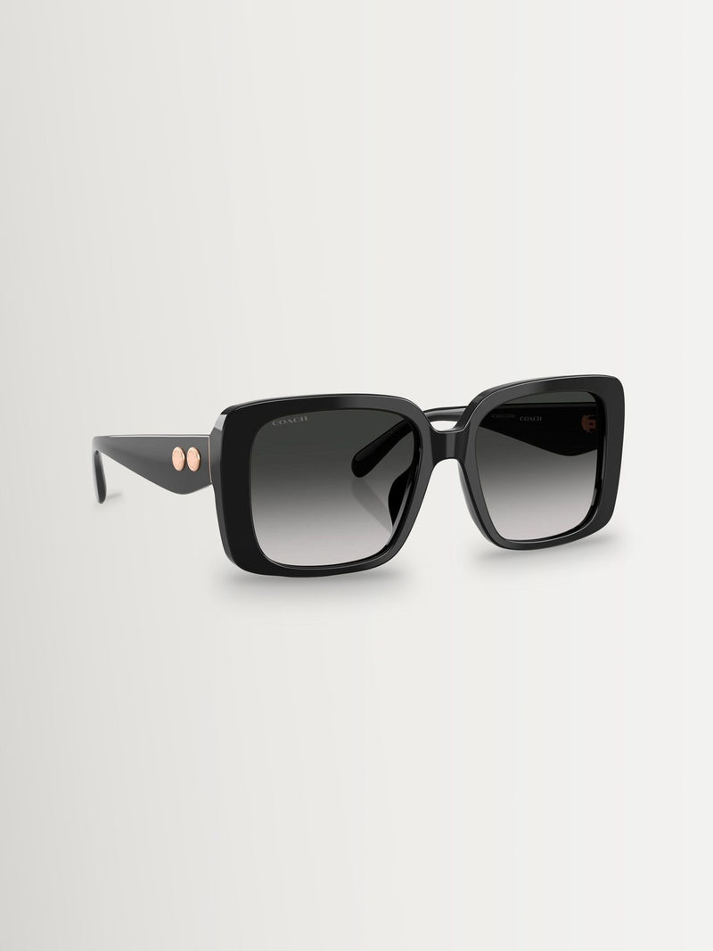 Coach square sunglasses black frame grey gradient lenses - British product