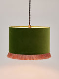 Oliver Bonas green velvet drum lamp shade Ero H20cm, UK version