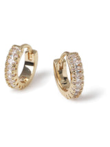 Next Aela Gold Tone Cubic Zirconia Piercing Huggie Hoop Earrings- Buy online at McGrocer