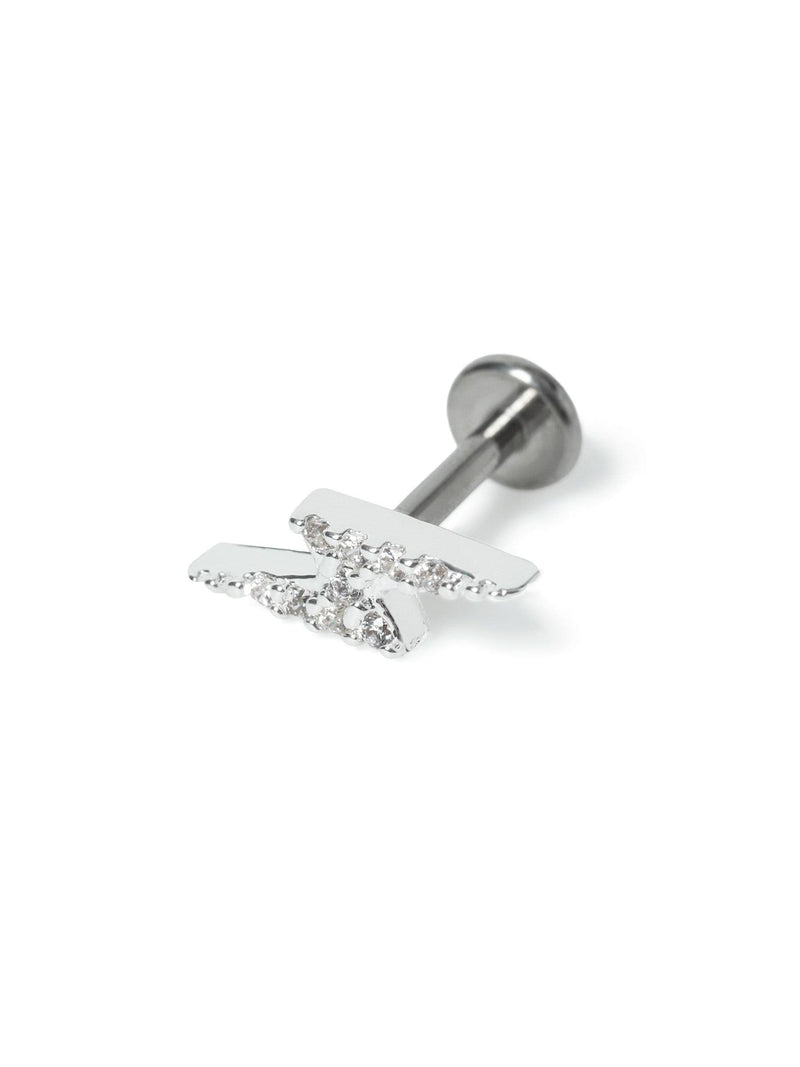Aela silver plated lightning bolt stud earring with cubic zirconia - British product
