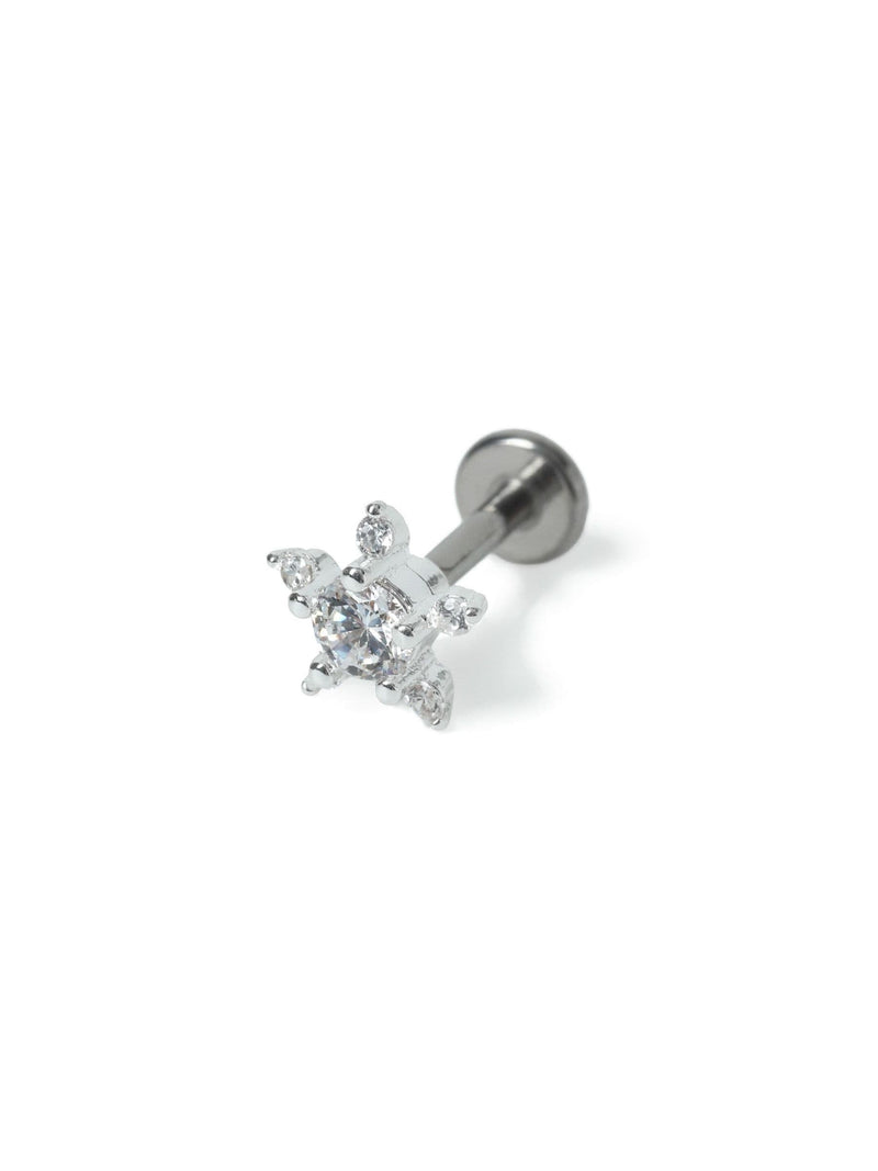 Aela silver tone plated cubic zirconia star stud earring - British product