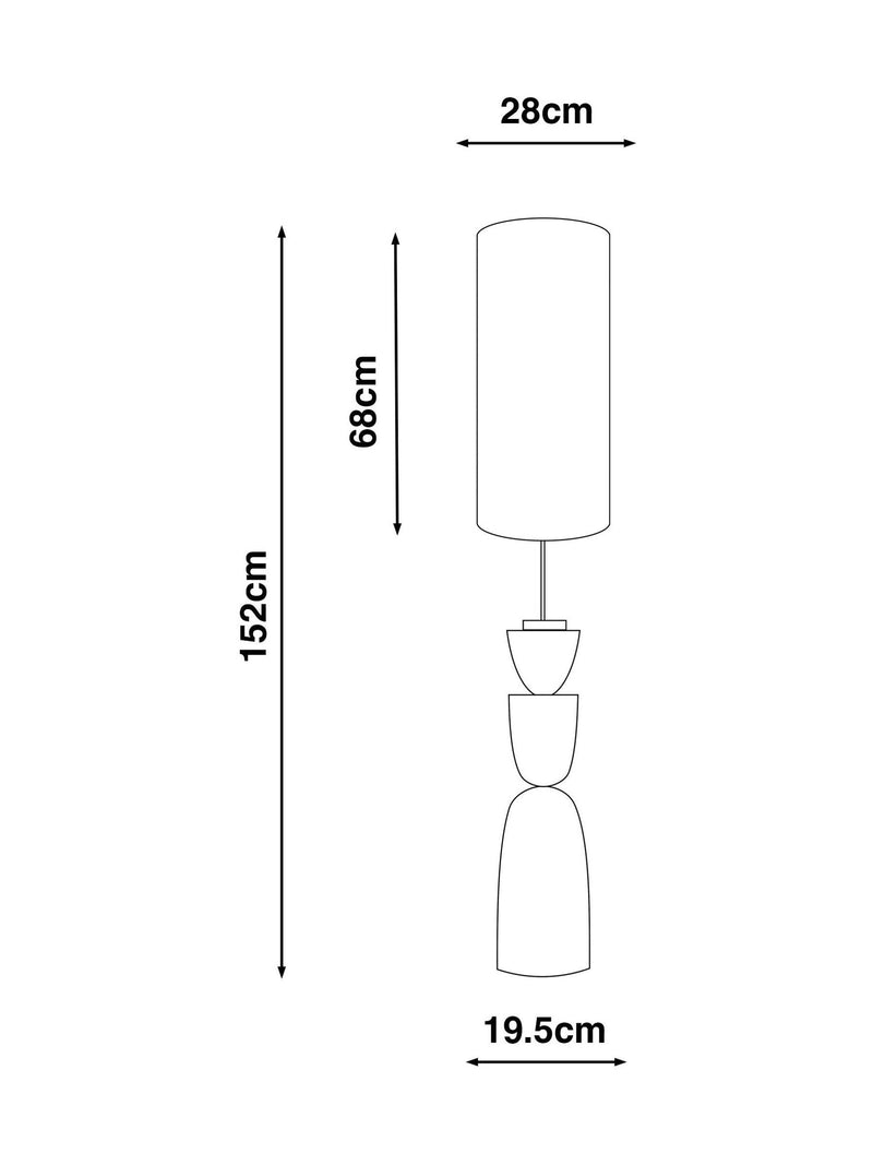 White Kara floor lamp ceramic 152cm, imported from the UK