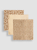 JoJo Maman Bébé leopard muslin cloths 3-pack British product