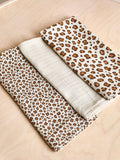 JoJo Maman Bébé leopard muslin cloths 3-pack British product