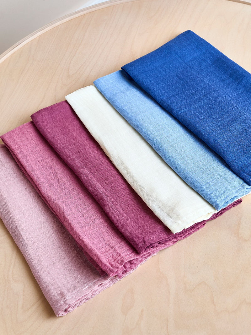JoJo Maman Bébé pastel muslin cloths 6-pack 60x60cm, imported from the UK