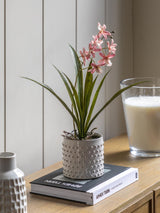 Gallery Home Pink Faux Orchid in Ceramic Dot Pot Artificial Plant Pot 40cm