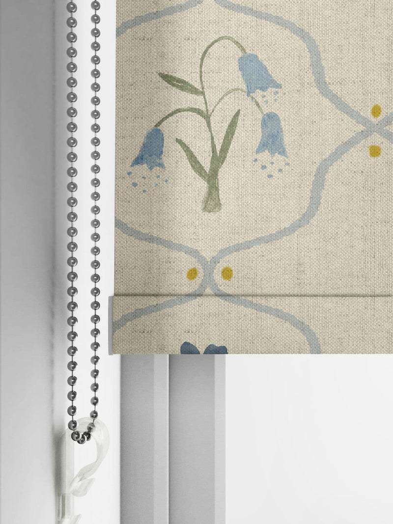 Emily Bond Steel Blue Margot floral roller blind - British product