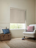 Emily Bond block printed stripe roller blind pink blue (British brand)