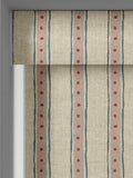 Emily Bond block printed stripe roller blind pink blue (British brand)