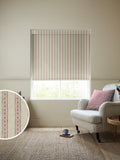 Emily Bond block printed stripe roller blind pink blue (British brand)