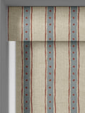 Emily Bond blue block printed stripe roller blind (British brand)