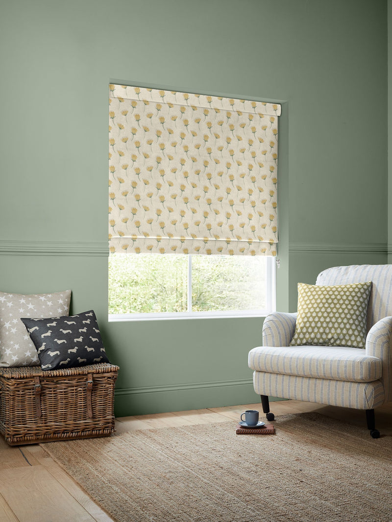 Emily Bond yellow cornflower roman blind made to measure (British brand)