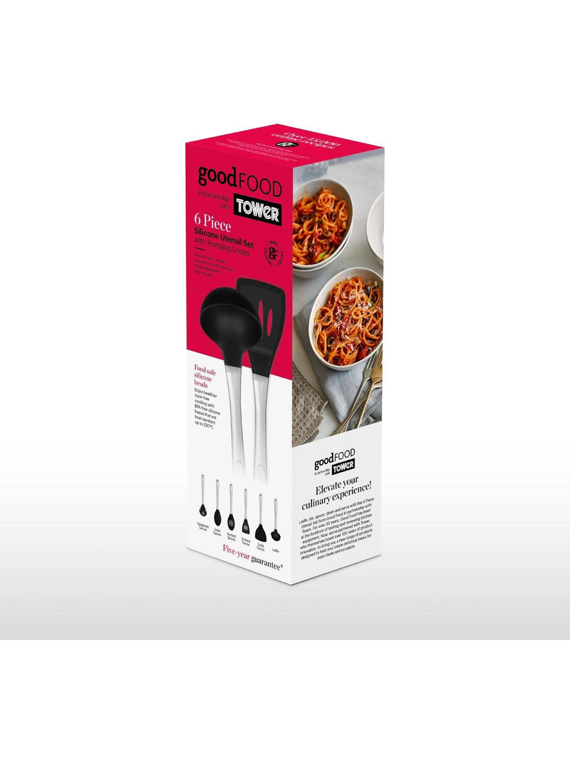 Good Food 6-piece black cooking utensil set, UK version
